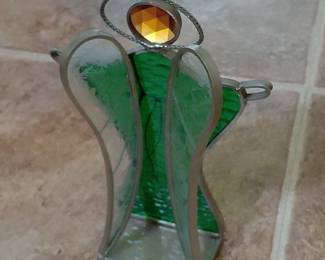 Green Stained Glass Angel Suncatcher second image