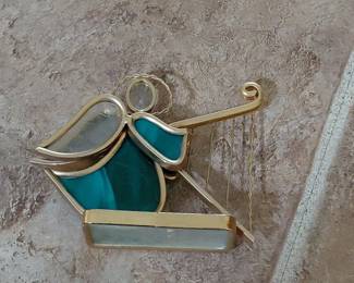 Stained Glass Angel Harp Figurine fourth image