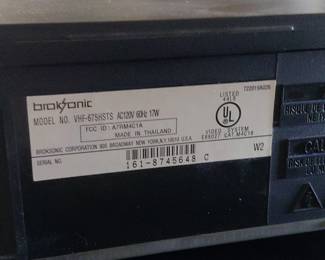 Broksonic VHFHSTS HiFi Stereo VCR second image