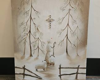 Snowman Shepherd Painting