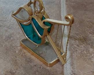 Stained Glass Angel Harp Figurine