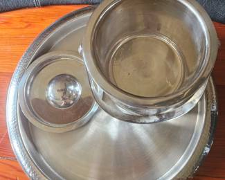 Hammered Metal Ice Bucket with Tray second image