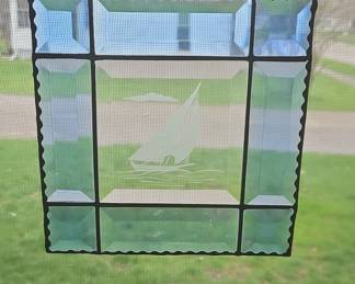 Etched Glass Sailboat Suncatcher