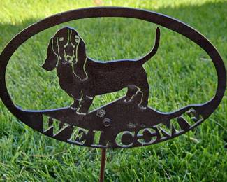 Basset Hound Welcome Garden Stake