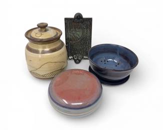 106 StudioPotteryBarbaraChildsJarLiddedDishColanderBowlTile