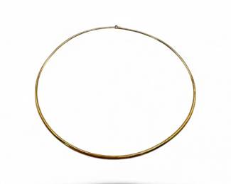 19 14kGoldSleekPolishedCurvedChokerNecklace1305g