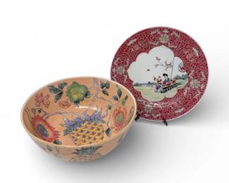 57 LargeDecorativePorcelainPineappleBowlScenicFiguralPlate