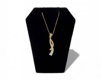 37 14kTwoToneDiamondLittleJourneySlidePendant456g