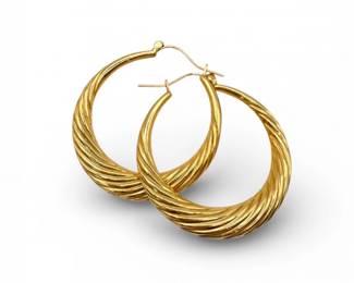 25 14kGoldTexturedHoopEarrings34g