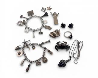 126 SterlingSilverMixedJewelrywCharmsMarcasite9351g