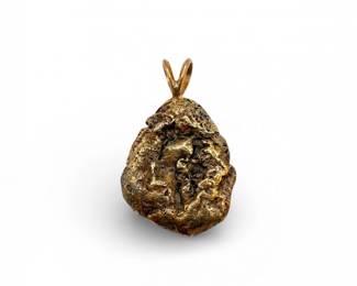 85 14KGoldTexturedNuggetPendant826gTested