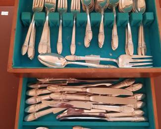 Vintage "First Love" silver plated flatware set by 1847 Rogers Bros. 