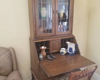Ethan Allen Secretary Desk with Upper Bookcase 