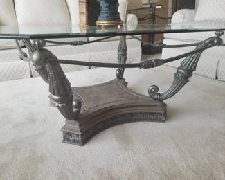 Decorative Metal Frame Glass Top Coffee Table 