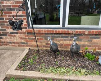 Geese Decoys and Wrought Iron Plant Hanger