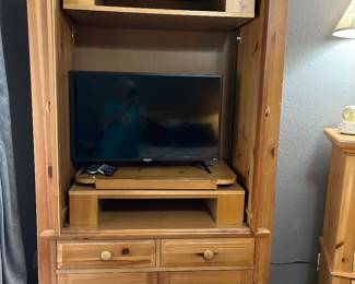 Matching Wooden Armoire and Flat Screen TV