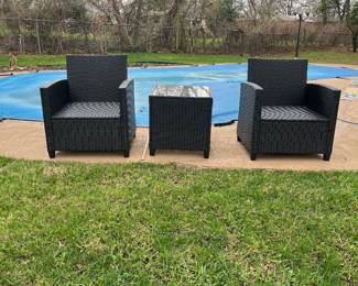 Patio Wicker Chairs and End Table