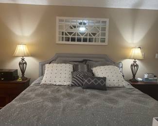 Adjustable King Size Bed, Mattress & Head Board, and End Tables