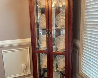 Lighted dish cabinet and set of Lennox dishes