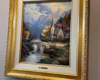 Thomas Kincaid painting Mountain/Forest Chapel
