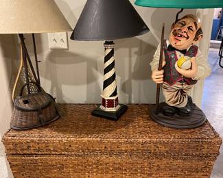 Large blanket, chest and lamps