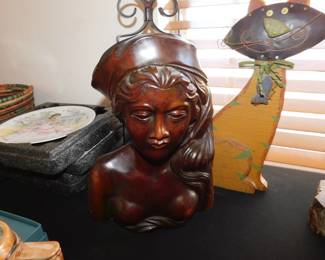 Balinese hand carved bust sculpture