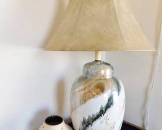 Faux marble Porcelain table lamp, 1970's
