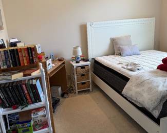 Queen bed..books