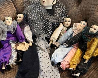 Vintage Bradley Mime clown wind up musical dolls