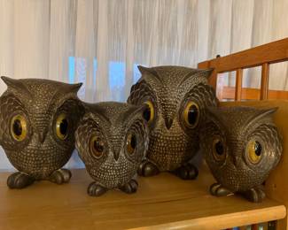 Vintage California Pottery Ceramic owls