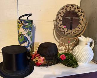 Antique German Silk Top Hat, Victorian/Edwardian floral hat