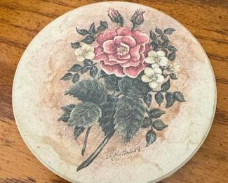 Vintage HandPainted Rose Plate by Sabine