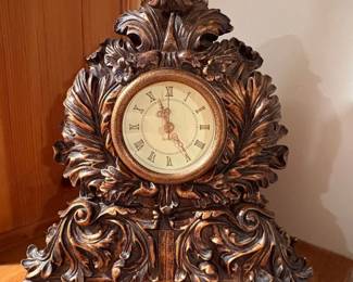 Ornate BronzeTone Mantel Clock with Roman Numerals