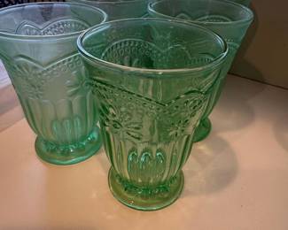 Green Embossed Floral Tumblers