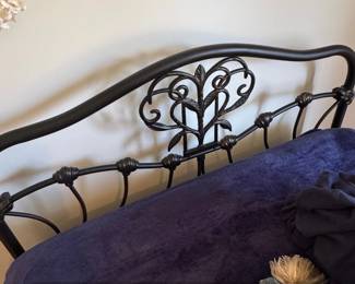 Black Metal Bed Frame with Ornate Scrollwork Headboard and Footboard