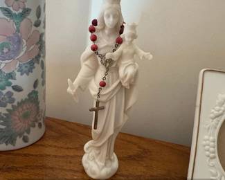 White Ceramic Cherub Figurine with Pink Ribbon second image