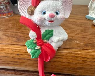 Ceramic Christmas Mouse Stocking Holder