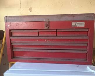 Vintage Red Metal MultiDrawer Tool Chest