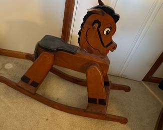 Vintage Wooden Rocking Horse Toy