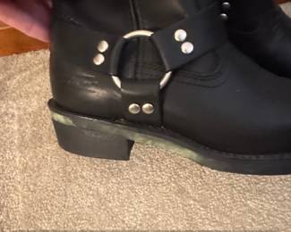 Mens Black Leather Square Toe Harness Motorcycle Boots second image