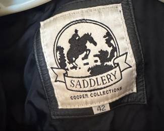 Saddlery Cooper Collections Black Leather Bomber Jacket Size second image