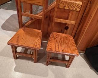Vintage Oak Step Stool Set