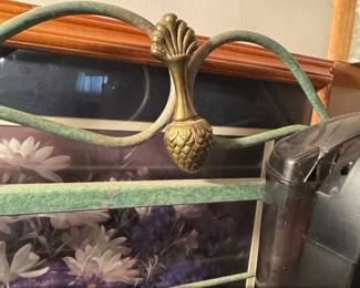 Vintage French Wrought Iron and Brass Bakers Rack second image