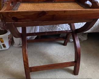Vintage Mahogany Butlers Tray Coffee Table with Folding Stand
