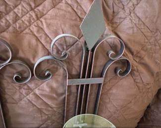 Ornate Metal Wall Sconces with Glass Candle Holders second image