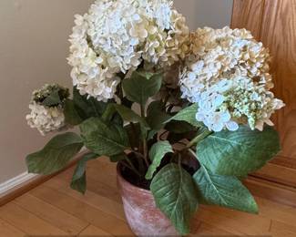 Artificial White Hydrangea Plant in Terracotta Pot