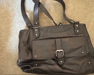 Brown Leather Tote Handbag with Buckle Detail by Tignanello