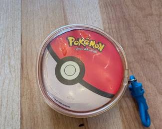 Vintage Pokemon Ash  Pikachu Round Playing Card Case or Pouch