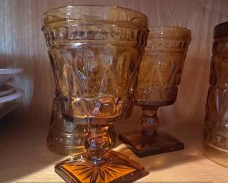 Anchor Hocking Fairfield Amber Glass Goblets