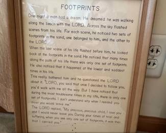 Framed Footprints in the Sand Poem  Engraved Wood Plaque
